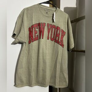 PacSun Olive Tee with Red New York Graphic Size S & L